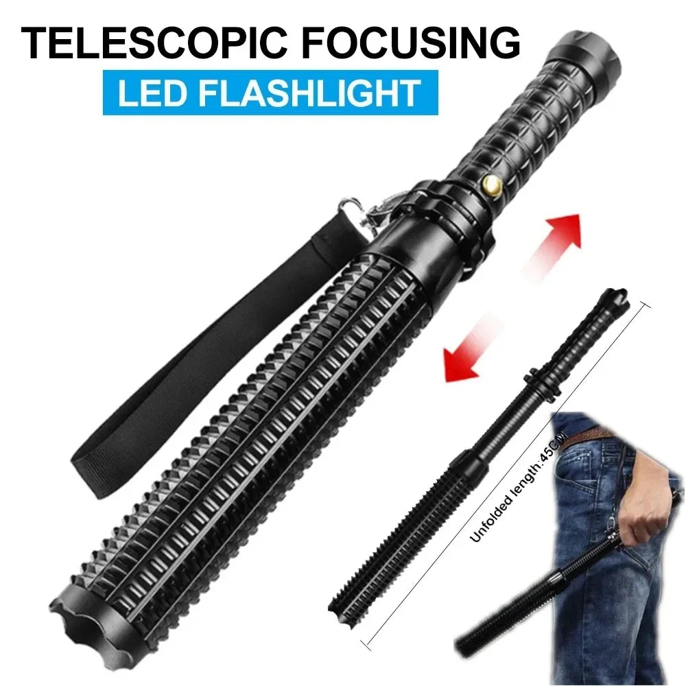 Extendable Tactical Flashlight Bat